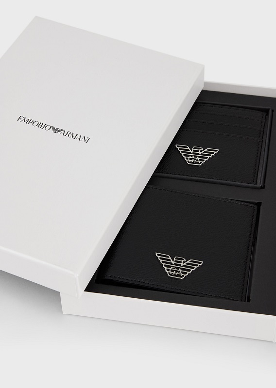 EMPORIO ARMANI Gift box portafoglio e portacarte con logo in 
