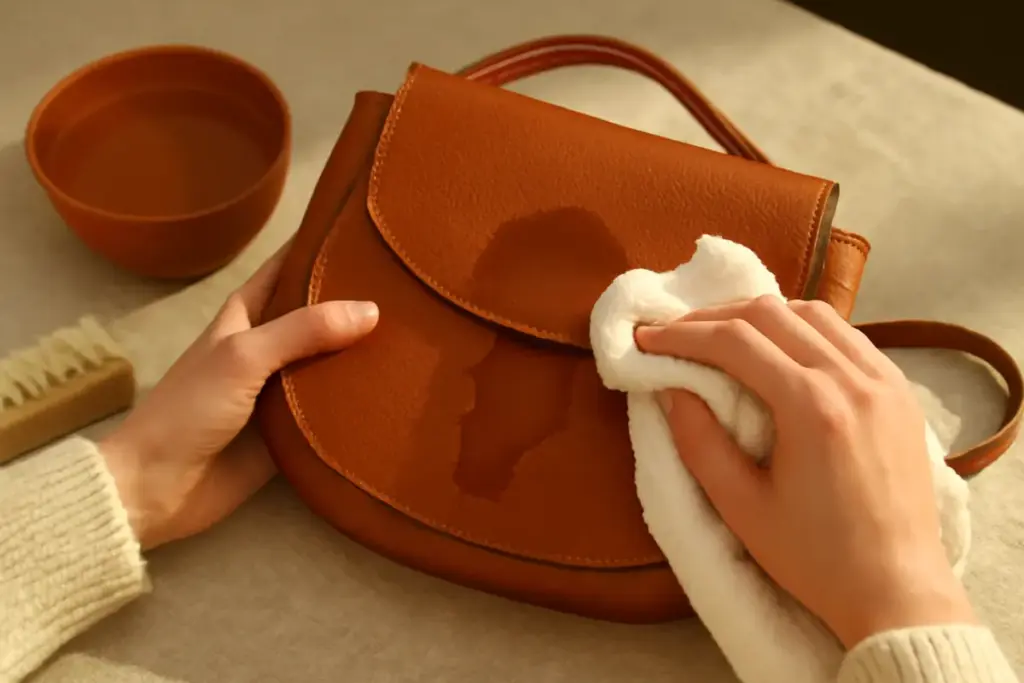 Come si elimina una macchia d’acqua su una borsa artigianale? Il trucco pratico che funziona subito