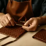 Tessitura artigianale intrecciata su pelle: il procedimento che conferisce elasticità unica agli accessori
