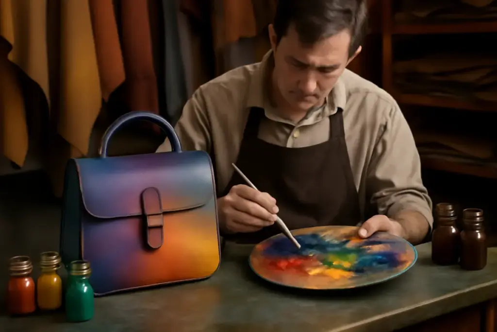 Come nascono i colori personalizzati nella pelletteria artigianale? La tecnica che rende ogni pezzo irripetibile
